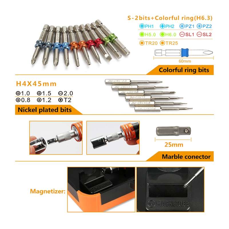 JAKEMY JM-6123 31 in 1 Color Ring Professional Screwdriver Repair Tool Set