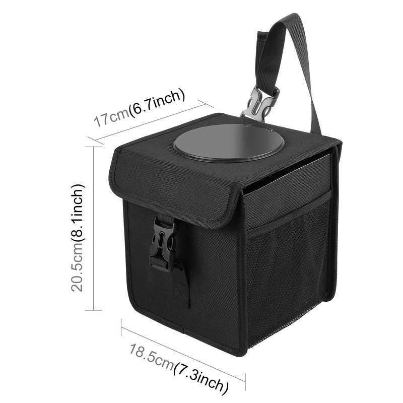 FUNADD Portable Folding Car Back Seat Hook Garbage Can Car Storage Box (Black)