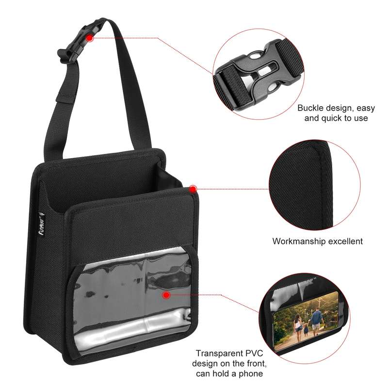 FUNADD Portable Folding Car Back Seat Hook Storage Box (Black)