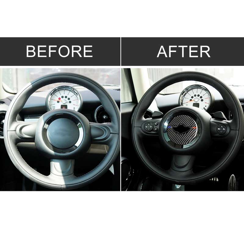 Red Blue Color Car Steering Wheel F Chassis Logo Carbon Fiber Decorative Sticker for BMW Mini Cooper