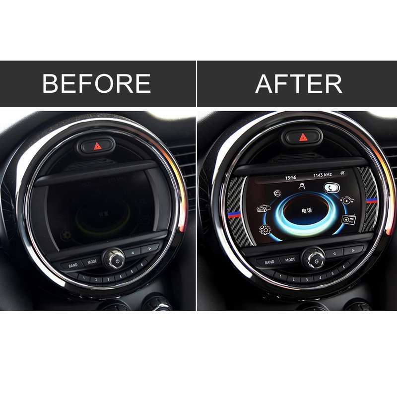 2 PCS Red Blue Color Car F Chassis Navigation Panel Carbon Fiber Decorative Sticker for BMW Mini Coo