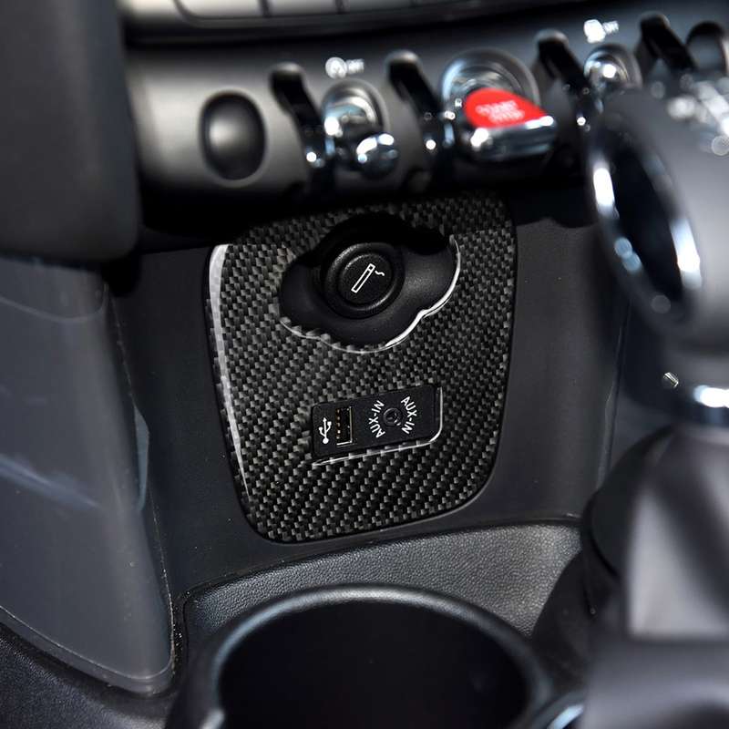 Car F Chassis Cigarette Lighter Cover Panel Carbon Fiber Decorative Sticker for BMW Mini Cooper F55