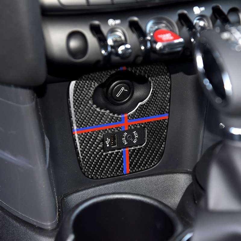 Red Blue Color Car F Chassis Cigarette Lighter Cover Panel Carbon Fiber Decorative Sticker for BMW M