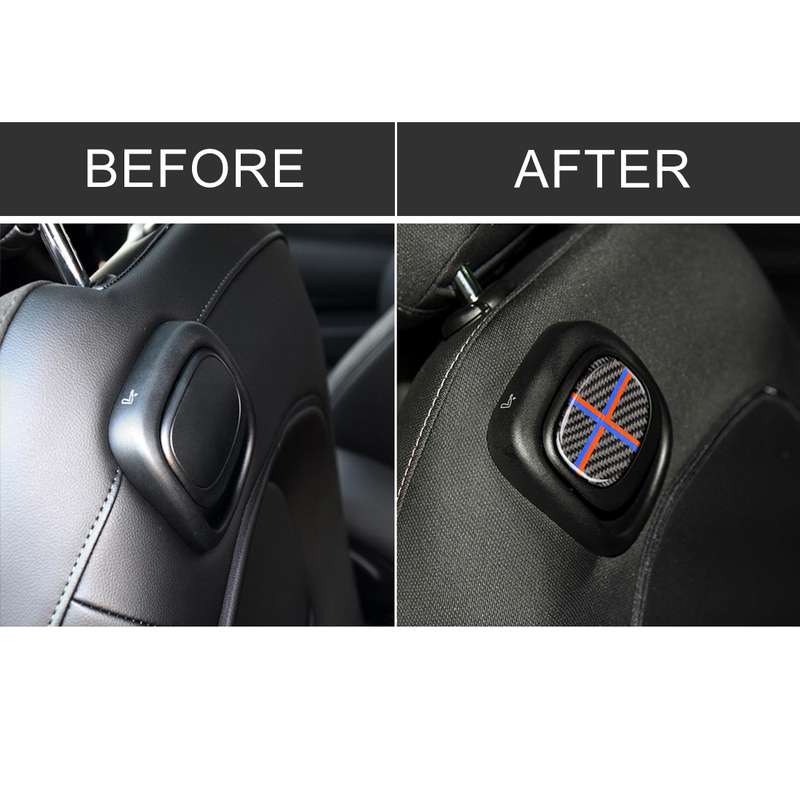 Red Blue Color Car Seat Back Handle Carbon Fiber Decorative Sticker for BMW Mini Cooper F55 / F56