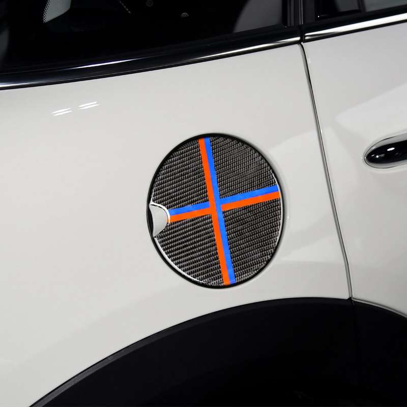Red Blue Color Car Fuel Tank Cover Carbon Fiber Decorative Sticker for BMW Mini Cooper R50 / R52 / R