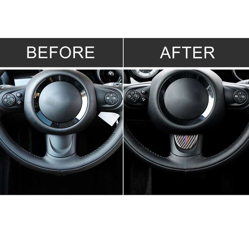 Red Blue Color Car Steering Wheel Carbon Fiber Decorative Sticker for BMW Mini R53 / R55 / R57 / R58