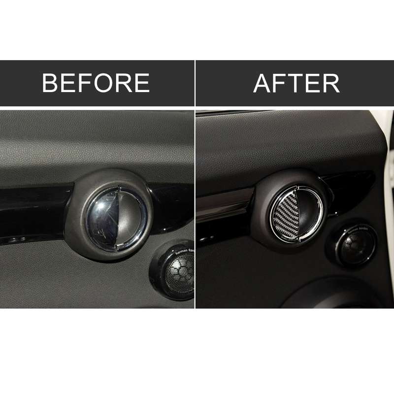 2 PCS R / F Universal Car Door Handle Carbon Fiber Decorative Sticker for BMW Mini R55 / R56 / R60 /