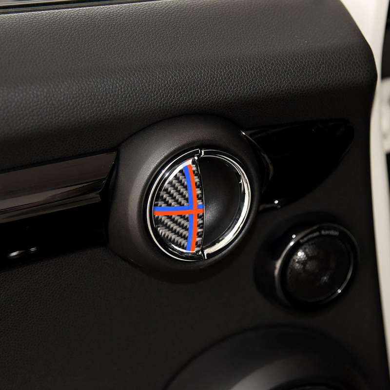 2 PCS Red Blue Color R / F Universal Car Door Handle Carbon Fiber Decorative Sticker for BMW Mini R5