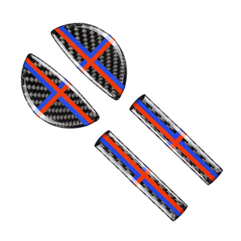 4 PCS Red Blue Color Car F Chassis Door Handle Carbon Fiber Decorative Sticker for BMW Mini Cooper C
