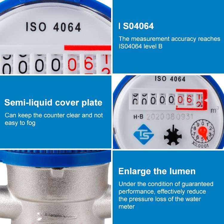 TS-S300E Household Mechanical Rotary-wing Cold Water Meter High-precision Pointer Digital Display Co