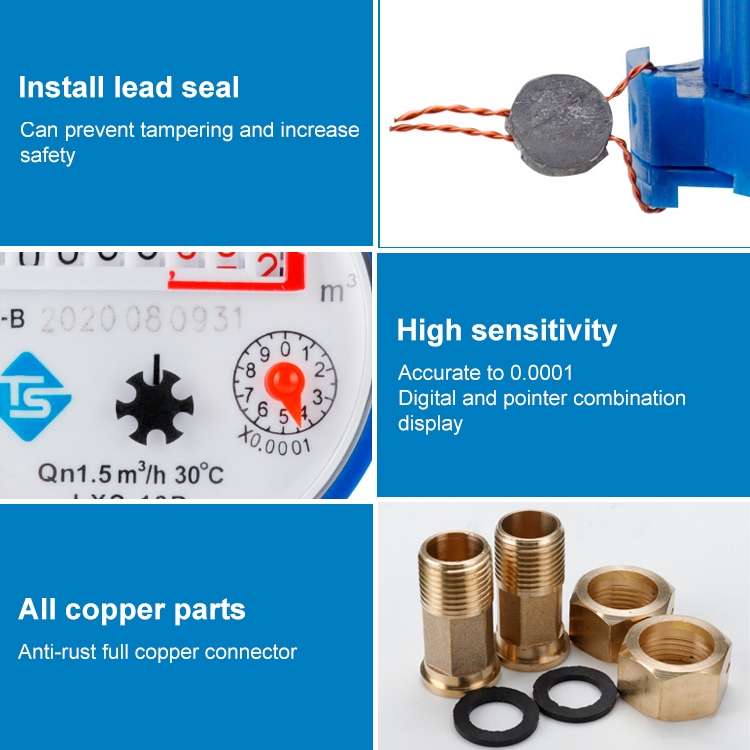 TS-S300E Household Mechanical Rotary-wing Cold Water Meter High-precision Pointer Digital Display Co