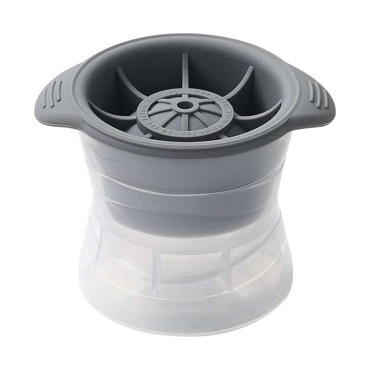 Home Spherical Ice Lattice Whisky Wine Ice Cube Maker Silicone Trays Mold with Cover (Grey)