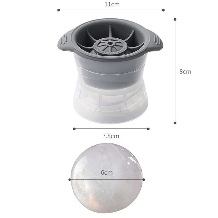 Home Spherical Ice Lattice Whisky Wine Ice Cube Maker Silicone Trays Mold with Cover (Grey)