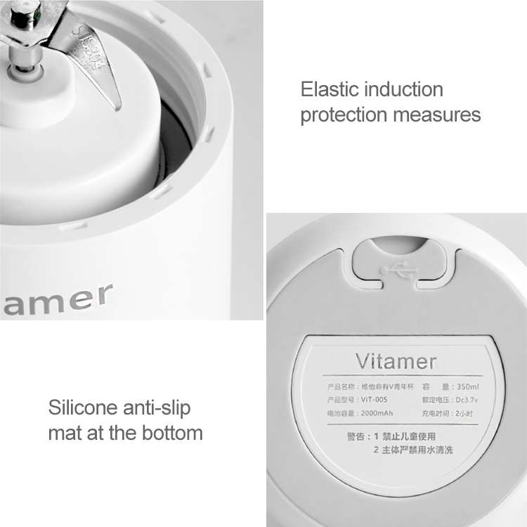 Vitamer USB Mini Portable Juicer Juice Blender Lemon Fruit Squeezers Reamers Bottle (White)