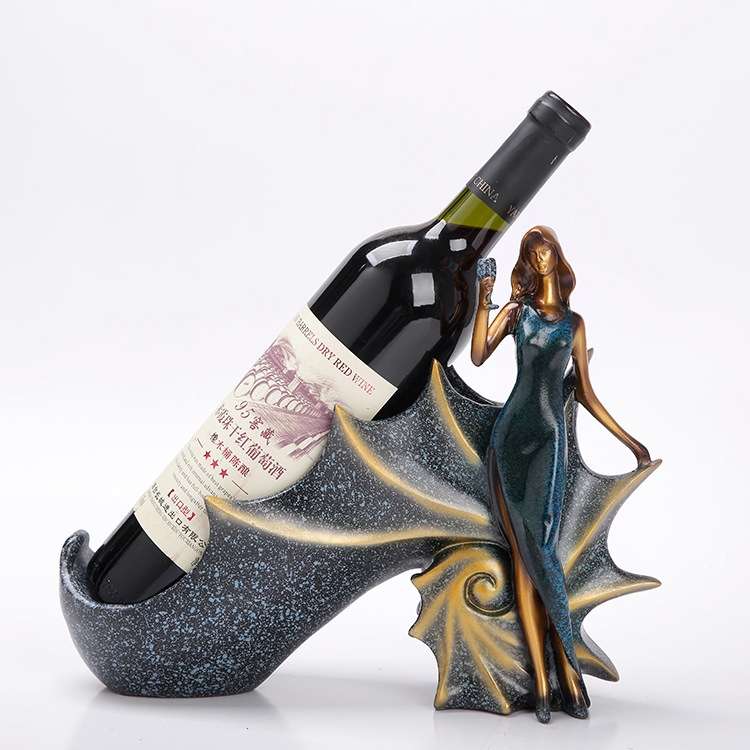 Blonde Shape Creative Red Wine Shelf Drain Rack Bottle Holder Ornament Resin Home Decoration (Purple