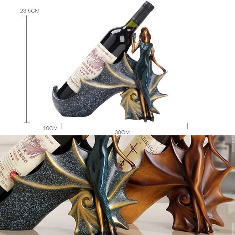 Blonde Shape Creative Red Wine Shelf Drain Rack Bottle Holder Ornament Resin Home Decoration (Purple