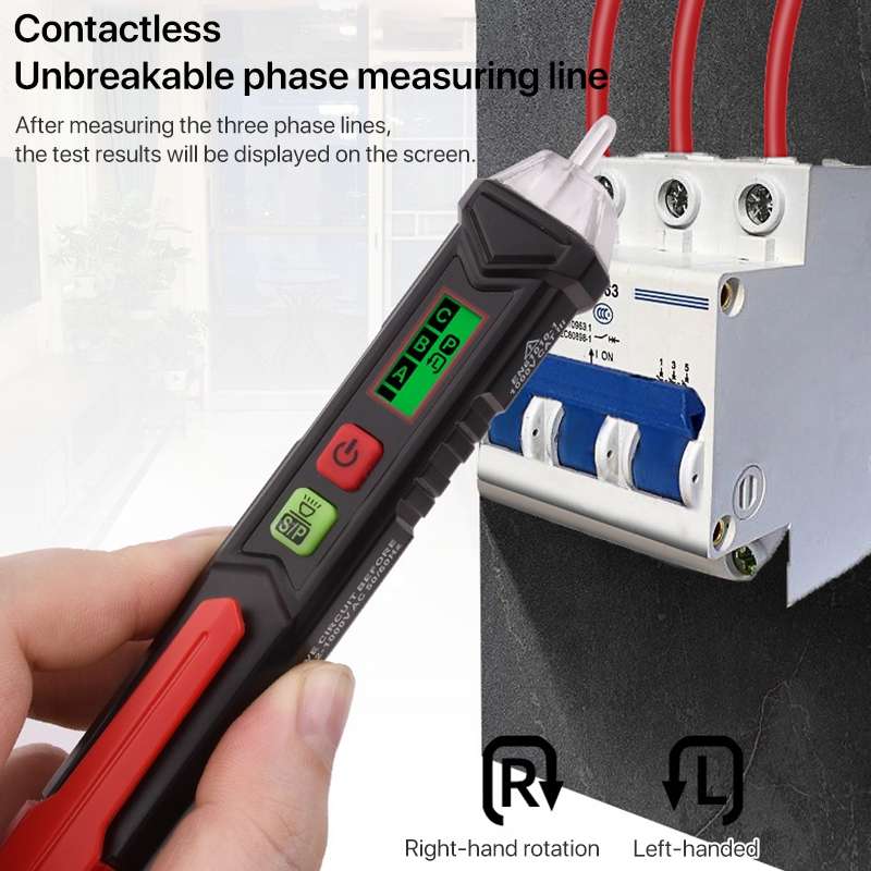 HABOTEST HT100P Non Contact 3 Phase Rotation Indicator AC LCD Display Detector Pen Tester