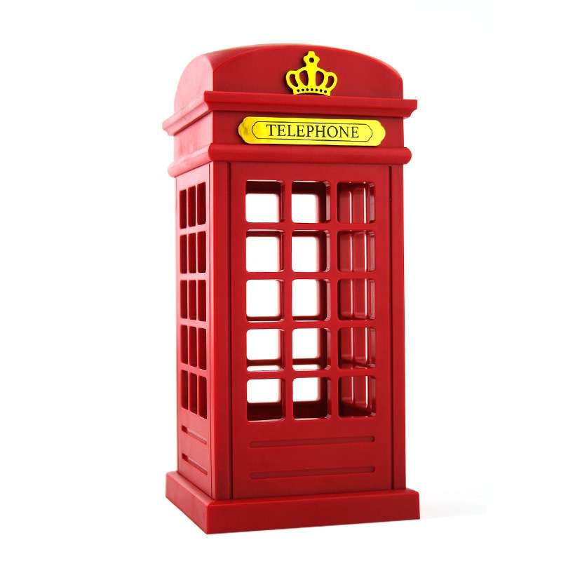 Retro Telephone Booth Shape Warm Light LED Lamp, Rechargeable Touch Control Bedroom Bedside Table La