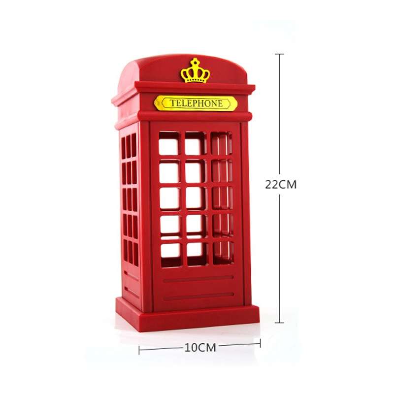 Retro Telephone Booth Shape Warm Light LED Lamp, Rechargeable Touch Control Bedroom Bedside Table La