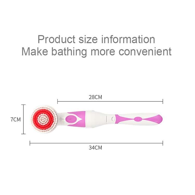 Multi-function Electric Waterproof Bath Cleansing Brush Long-handled Massage Brush, with 4 Brush Hea