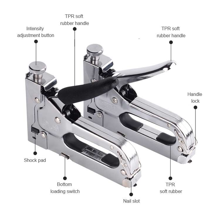 Nail Gun U Type / T Type / Door Type Nail Universal Nailer with Handle Case & 1000 PCS Nails