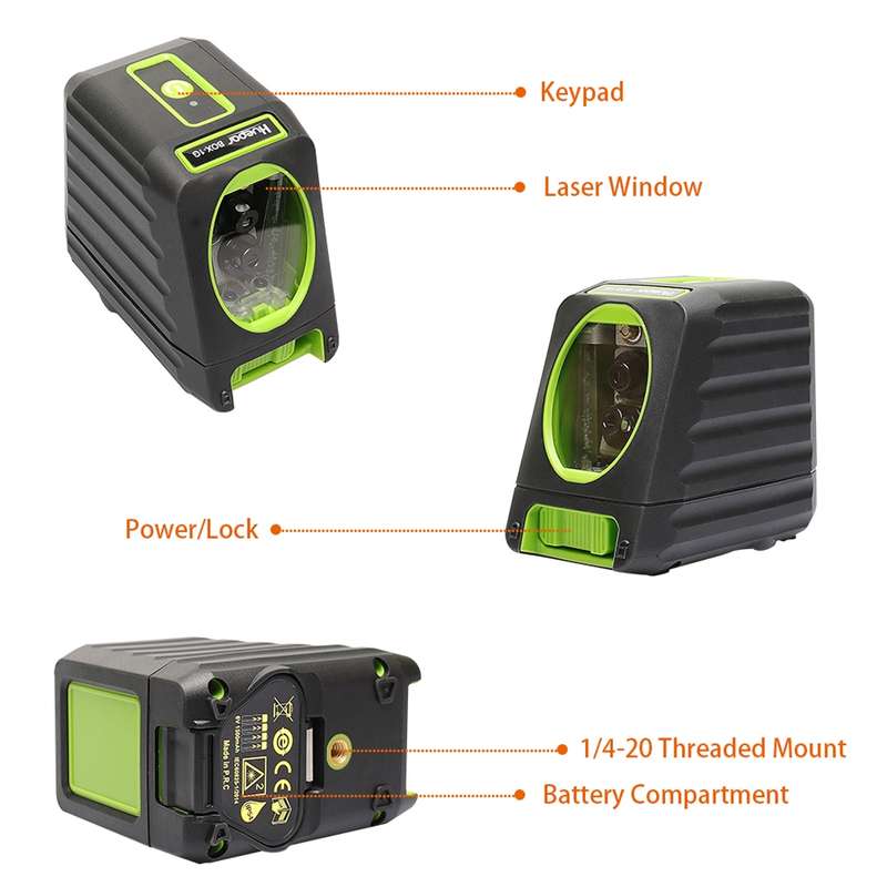 BOX-1R 1V1H 40mW & 10mW 2 Line Red Beam Laser Level Covering Walls and Floors (Red)
