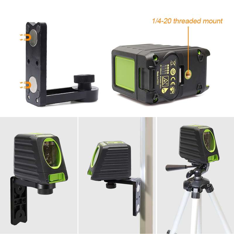 BOX-1R 1V1H 40mW & 10mW 2 Line Red Beam Laser Level Covering Walls and Floors (Red)