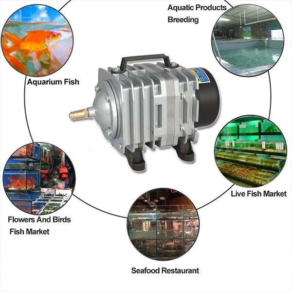 ACO-004 58W 75L/Min Electromagnetic Air Pump Compressor Seafood Fish Tank Increase Oxygen Air Flow S