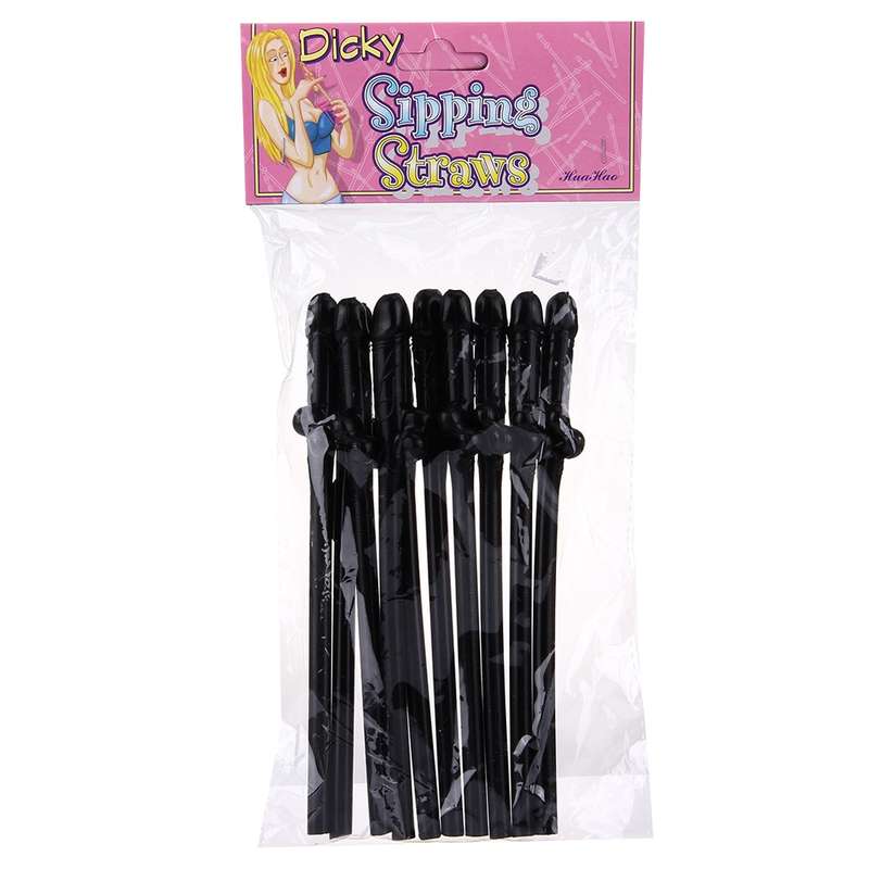 10 PCS Dicky Sipping Straw, Length: about 19cm(Black)