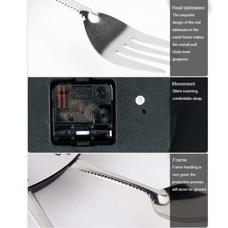 Creative Restaurant Kitchen Living Room Stainless Steel Knife and Fork Quartz Wall Clock