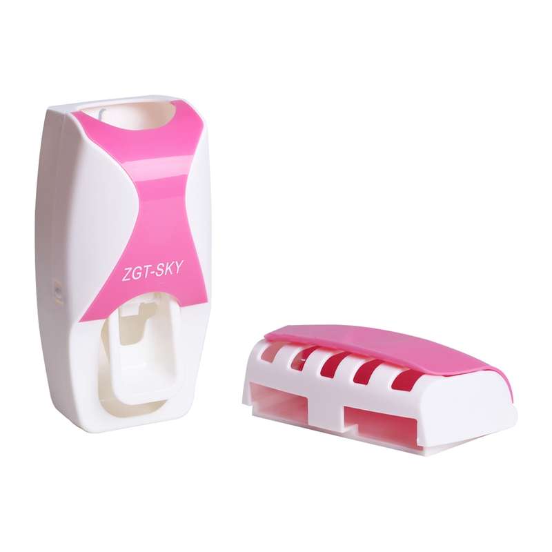 Automatic Toothpaste Dispenser Set with 5 Toothbrush Holder (Orange)