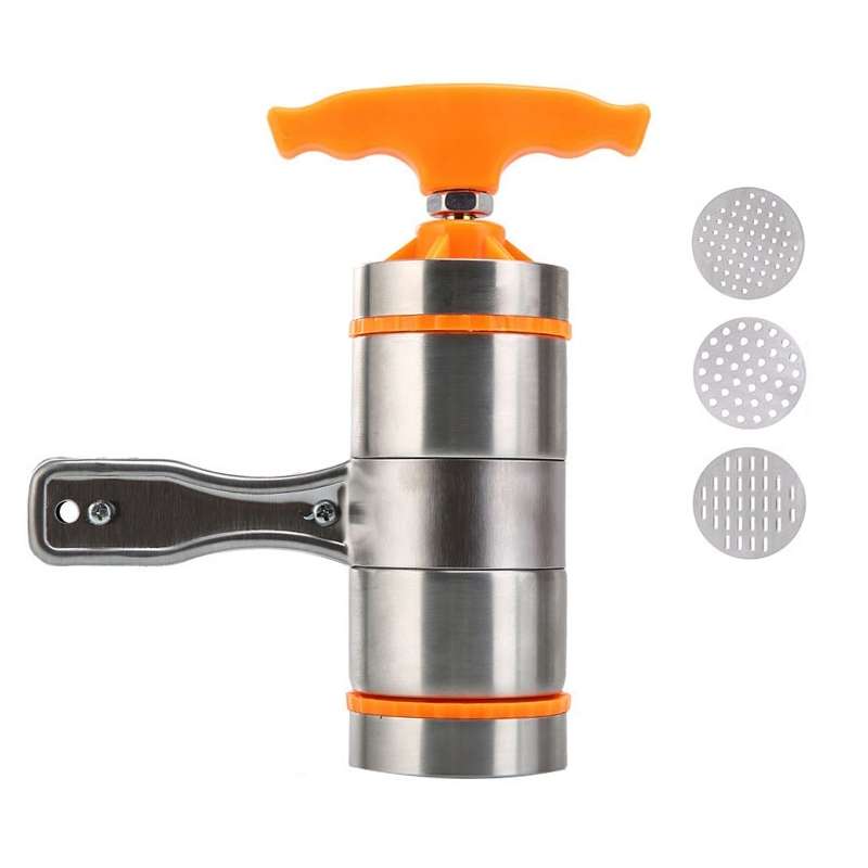 3 Molds Household Manually Small Stainless Steel Pressing Style Handhold Noodle Machine (Orange)