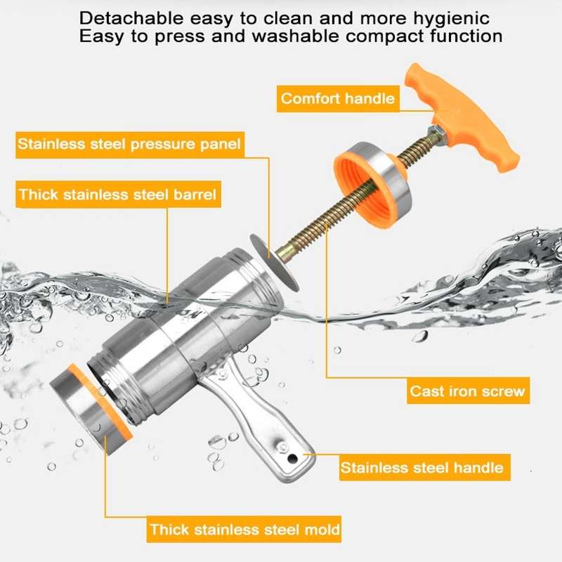 3 Molds Household Manually Small Stainless Steel Pressing Style Handhold Noodle Machine (Orange)