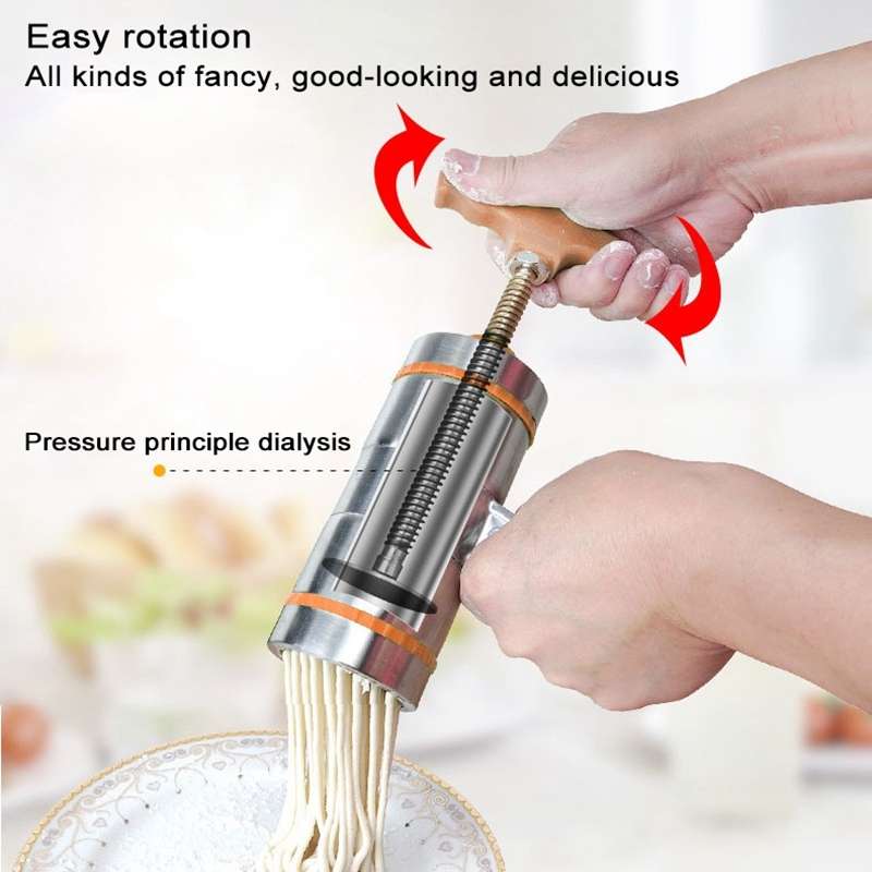 3 Molds Household Manually Small Stainless Steel Pressing Style Handhold Noodle Machine (Orange)