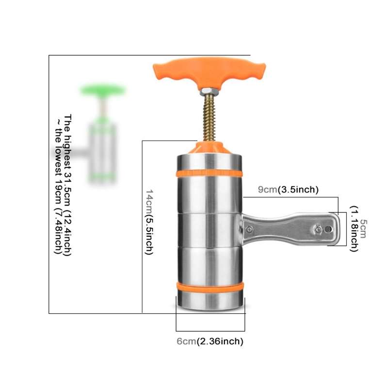 3 Molds Household Manually Small Stainless Steel Pressing Style Handhold Noodle Machine (Orange)
