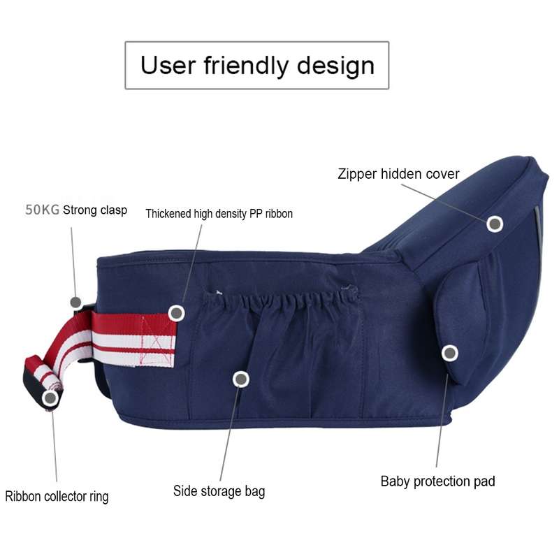 Ergonomic Baby Carrier with Hip Seat for Baby with Reflective Strip for 0-3 Years Old(Coffee)