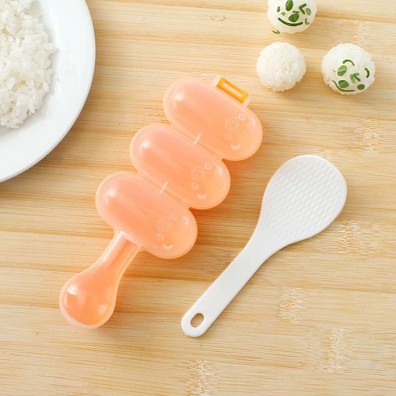 Cute Style Food-grade Sushi Rice Ball Shaker Mold with Spoon for Kids, Random Color Delivery