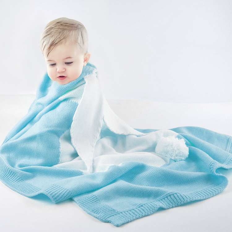 Rabbit Pattern Stereoscopic Ears Baby Knitted Blanket(Grey)