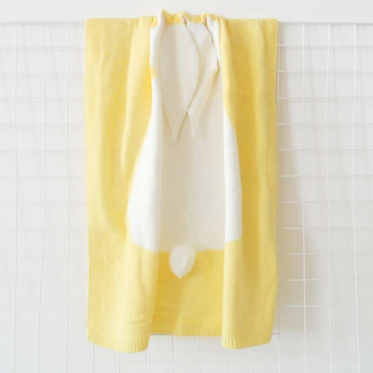 Rabbit Pattern Stereoscopic Ears Baby Knitted Blanket(Grey)