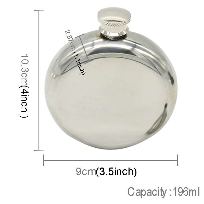 140mL(5oz) Men Mirror Handy Hip Flask Stainless Steel Portable Round Jug (With Small Funnel)(Silver)