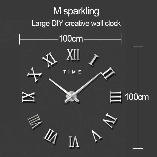 40 inch Creative Living Room Decorative Ticking Wall Clock(Silver)