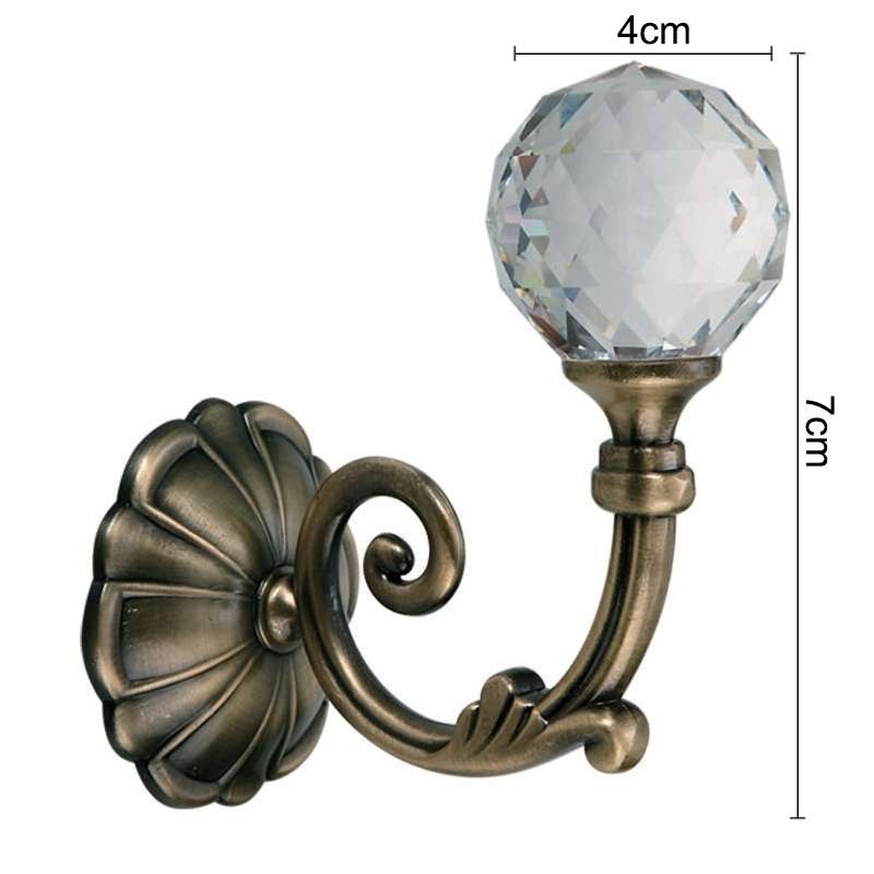 1 Pair Vintage Crystal Flower Barb Curtain Decoration Wall Hook(Bronze)