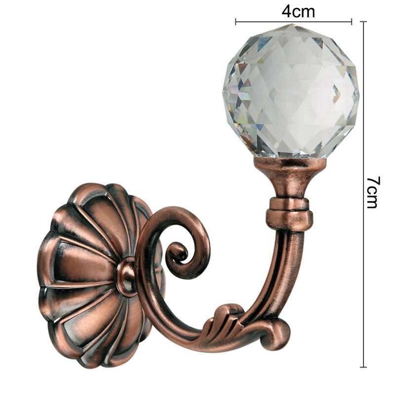 1 Pair Vintage Crystal Flower Barb Curtain Decoration Wall Hook(Bronze)