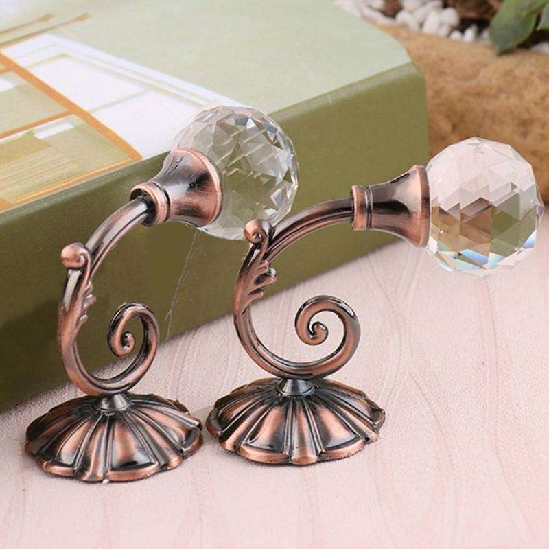 1 Pair Vintage Crystal Flower Barb Curtain Decoration Wall Hook(Bronze)