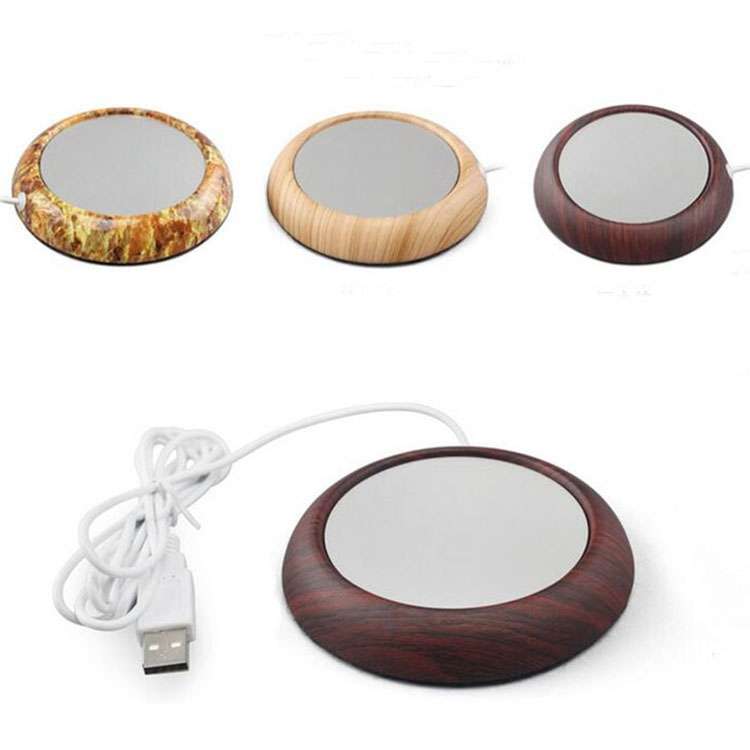 Wood Grain Marble Design USB Desktop Mug Cup Warmer Tea Coffee Drinks Heating Mat Pad, Random Color