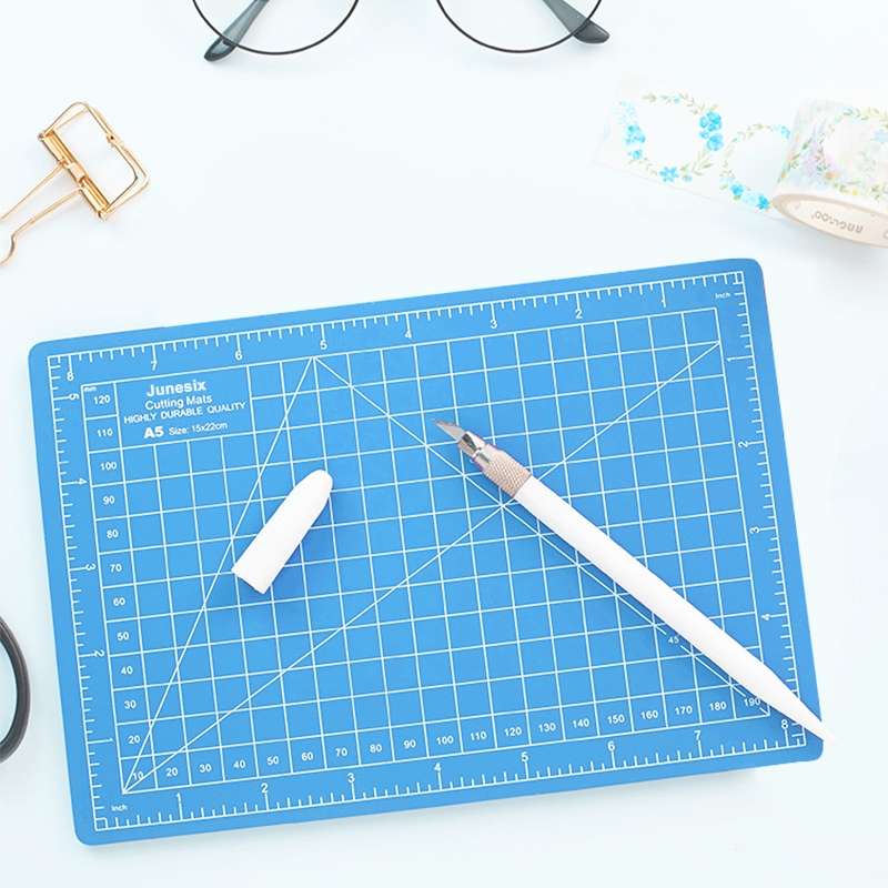 Junesix A5 Cutting Mat Set Cutting Mat & Ruler & Carving Knife(Purple)
