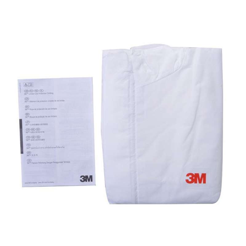 3M 4515 One-piece White Anti-static Anti-chemical Dustproof Sandblasting Suit with Cap, Size: L