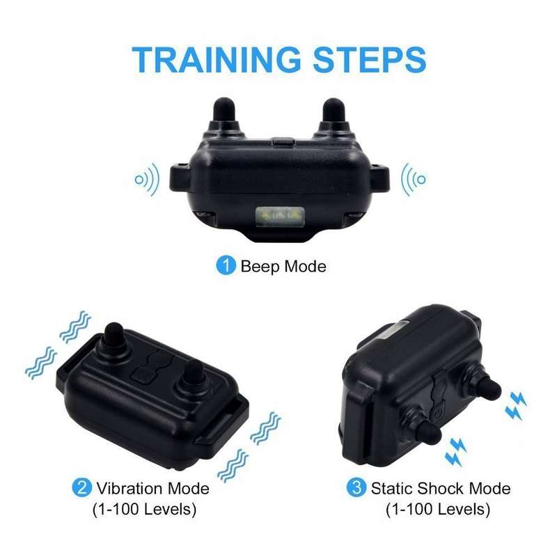 880-2 800 Yards Rechargeable Remote Control Collar Dog Training Device Anti Barking Device(Black Bla