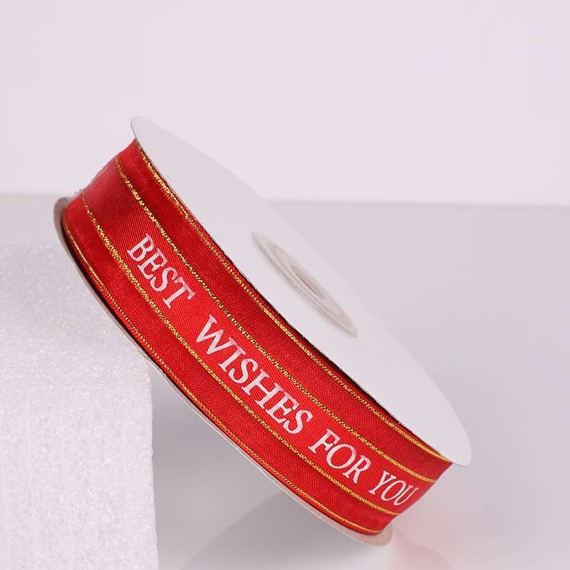 English Letter Colored Printed Ribbons Phnom Penh Gift Bouquet Ribbons Bowknot Flowers Packaging Rib