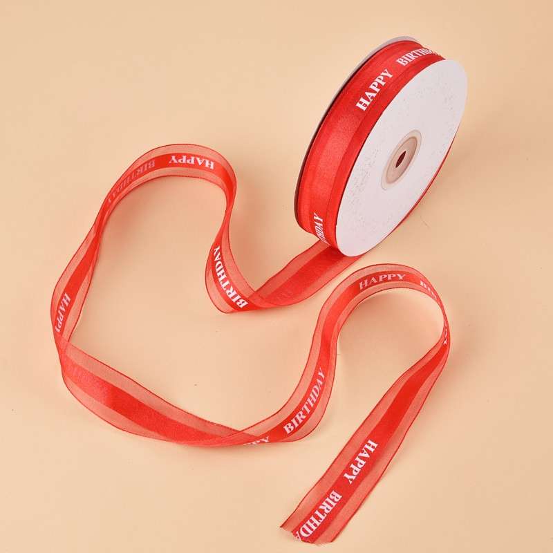English Letter Colored Printed Ribbons Gift Bouquet Ribbons Bowknot Flowers Packaging Ribands , Size